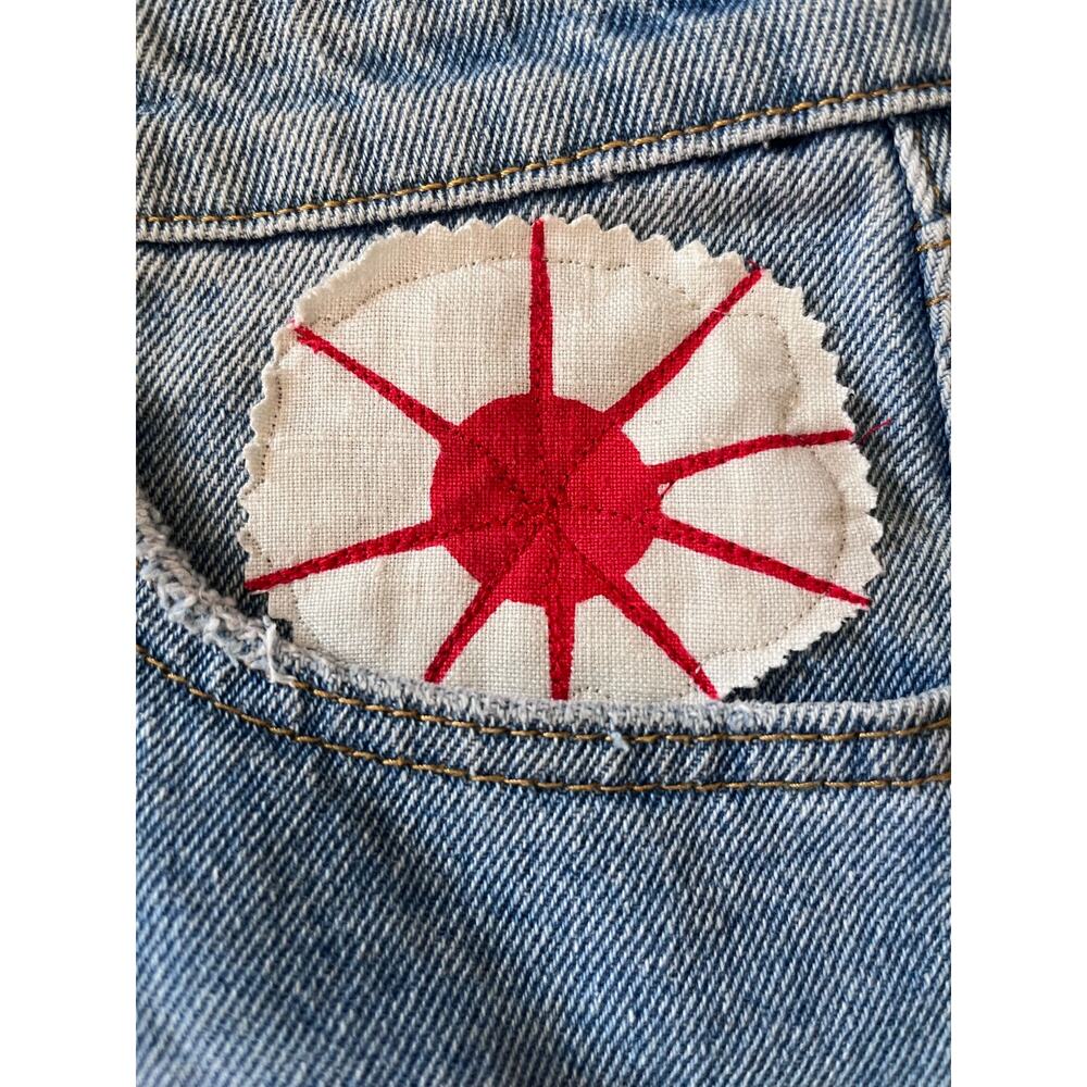 Custom Reworked Patchwork Denim Skirt Size 34 - Picture 3 of 6
